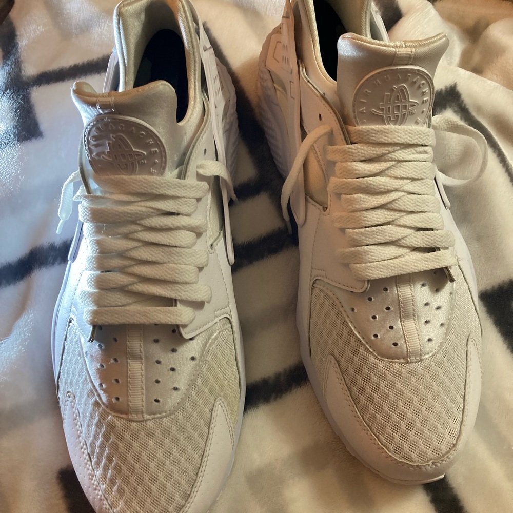 Mens Nike Air Huarache Sz12 Triple White 318429-111